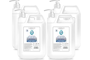 LAKELAND COSMETICS Hand Sanitiser Gel with Pump Dispenser - 4X 5 Litres - 70% Alcohol Surgical/Medical Grade - Anti-Bacterial Hand Hygiene Gel Rub, sanitizer (Pack of 4)