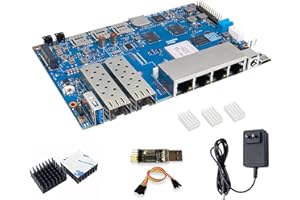 WayPonDEV Banana Pi BPI-R4 Wi-Fi 7 Wireless Dual-Band WiFi OpenWRT Router Board, with MediaTek MT7988A (Filogic 880) SoC, obsługa 2X 10GbE SFP i 4X GbE Gigabit Ethernet do NAS Smart Home Gateway