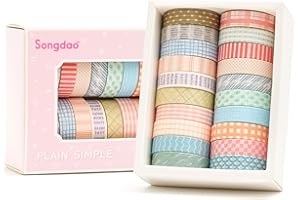 Songdao 20 rollos Washi Tape Set, Cinta Adhesivo Decorativo Obra de Arte Inspirada Masking Tapes para Artes, Bullet Journal, Scrapbooking, Bricolaje (Style One)