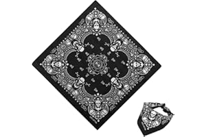 SRLWMYI Pañuelo Hombre Algodón 100% De Doble Faz Con Diseño De Calavera Y Borde a Cuadros-Uso Versátil Para Moda Y Protección