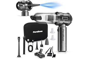 PEROBUNO 2 in 1 Mini Aspirapolvere, 18KPA Aspirapolvere per Auto Senza Fili, 35 minuti, Senza Fili e Rimuovi Polvere Elettrico, Pistola Elettrica ad Aria Compressa, per Auto e Tastiera PC, Pulizia Casa