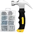 560pcs Small Nails for Hanging Pictures Assortment Kit & 325g Small Hammer, Mini Hammer Set with Hardware Nails Assorted Set, 280 Wall Nails & 280 Finishing Nails