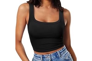 RIROW Damen Ärmelloses Tank Top Slim Fit Quadrat-Ausschnitt Geripptes Basic Oberteil