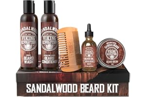 ‎VIKING REVOLUTION Bartpflege Conditioner Männer Set - Glättet & Lindert Juckreiz am Bart - Enthält Bartshampoo , Spülung, Bartöl, Balsam & Bartkamm - Sandelholzduft