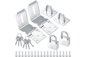HAOCHEN Ciężka blokada kłódki 90 stopni, kąt prosty, zamek do drzwi, zatrzask ze stali nierdzewnej, do okien, szafek, szafek, szop, drzwi, z zamkiem, srebrny, 2 zestawy