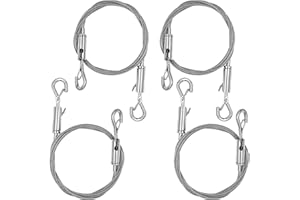 TETEWEVER 4 Stück Drahtseil Einstellbar Seilaufhängung, 2m × 1,5 mm Stahlseil mit Ösen, Fotoseil Edelstahlseil mit Doppelhaken, Bilder Aufhängen Seil für Spiegel Leuchten Körbe