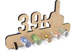 Sugeru Ausgefallenes Geldgeschenke 40. Geburtstag - 39 + 1 | Witzige Lustige Geldgeschenke Schild | Gästebuch Geschenk | Holz Deco für Jubiläum Freunde/Familie/Mann/Frauen Kreatives(40)