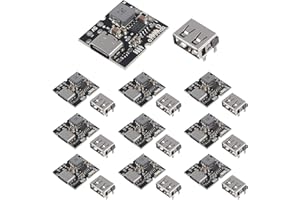 DWEII 10PCS Typ-C USB 5V 2A Boost Converter Step-Up Power Module Lithium Batterie Ladeschutzplatine LED Display USB für DIY Ladegerät (keine Schweißversion)