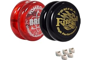 Yomega 2 x Legendary Spinners The Original Yo-Yo with Brain and Fireball Transaxle Yo-Yo for Beginners, Intermediate and Professionals-Includes 5 Extra Strings (Fireball-Brain-Black-Red)