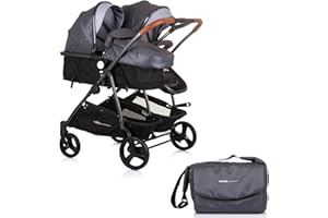 MON MOBILIER DESIGN DUO SMART - Cochecito gemelos o niños juntos, ancho 79 cm, color gris sin acogedor