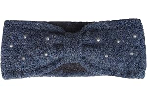 ‎ZWILLINGSHERZ Zwillingsherz Stirnband mit Zopfmuster und Perlen - Hochwertiges Strick-Kopfband für Damen Frauen - Mit Fleece - Wolle - Ohrenschutz - Haarband - warm - weich für Winter und Frühjahr jea