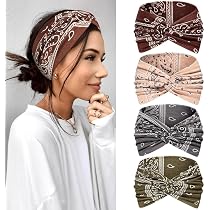 AOZUO Lot 4 Bandeaux Sport Femme - Headbands Antidérapants Absorbants - Noir, Gris, Bleu, Bordeaux - Course, Yoga, Fitness