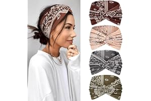 ‎KAVYA Kavya Haarband Damen Stirnband Damen 4er Pack – 7'' Extra Breit Haarbänder Dünn, Elastische Kopftuch Weiche Boho Mehrfarbig Headband, für Yoga, Kosmetik, Sport & Haarschmuck Sommer