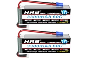 HRB POWER HRB 2PCS 6S 22.2V 3300mAh 60C Lipo Batterie avec EC5 Plug pour RC Hélicoptère Avion Voiture Bateau Camion (EC5 Plug)