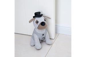 Marwood Joli butoir de porte décoratif pour la maison et le bureau, motif chien habillé gentleman, butée de porte intérieure lestée en tissu peluche animal butoir de porte décoratif