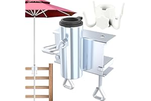DBPBToU Metalowy stojak na parasol, regulowany uchwyt na parasol tarasowy, stojak na parasol z dołączonym haczykiem na parasol, do wózków jadalnych, wybielaczy i balustrad (pionowy)