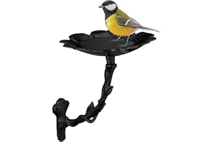 Relaxdays Bird Bath, Water Bowl, Wall Mountable, Frost-Proof, H x W x D: 21 x 17 x 22 cm, Cast-Iron, Black