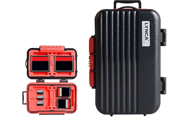 Étui pour Carte Mémoire, LYNCA KH6 Boîte Rangement de Carte SD - 24 Fentes Imperméable Antichoc Étui pour Carte Caméra pour 8 Cartes SD 4 Cartes CF 12 Cartes Micro SD/TF (Noir)