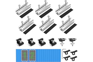 BOSYTRO Staffe Pannelli Fotovoltaici per 2 Modulo, Binario da Argento 12CM + Clip per lo Scolo dell'Acqua 30MM + Morsetto Regolabile per Moduli Spessi Tra 30-35MM, per Tetto Piatto o Tegole in Acciaio