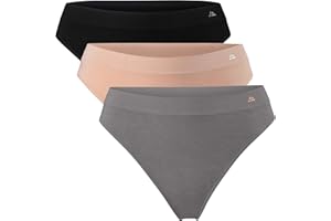 DANISH ENDURANCE Bezszwowe Stringi z Wiskozy Bambusowej, Miękkie i Wygodne Figi Damskie, Czarne, 3-PACK