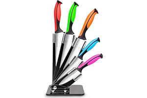 NUOVVA Nouva - Ceppo da coltelli da cucina colorati - Set di 6 coltelli colorati