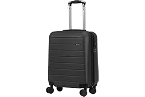 ARIANA Rocklands® Lightweight 4 Wheel Hard Shell Luggage Suitcase Rynair Cabin Travel Bag 55x40x20cm - ABS822 (Black)