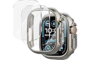 Diruite 2+2 Etui Ochronny do Apple Watch Ultra 3/2/1 49mm Panzerfolie Ochronny,Odporno Zarysowanie Case*2+HD Folia Ochronna*2,Stal Tytanowa(HD)