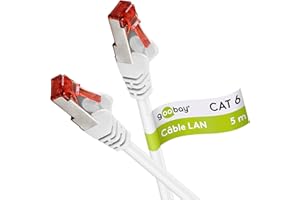 Goobay 92761 Câble CAT 6 Câble réseau Lan pour Gigabit Ethernet S-FTP câble patch doublement blindé avec connecteur RJ45, 5 m, blanc