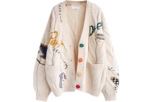 HULKAY Sweaters for Women Cartoon Cute Loose Knit Cardigan Female Japanese College Style Sweater Coat