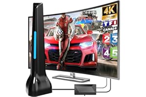 DGUPSP Antenna TV, 4K Antenna TV Interna Amplificata Potente con Amplificatore, DVB-T/DVB-T 2 Antenna TV Portatile Interno ed Esterno, Supporta VHF/UHF/FM per Fire TV ed Tutta la Vecchia TVs