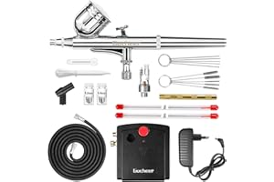Gocheer Mini Aerógrafo Set, Aerógrafo Dual Action para Maquillaje, Pintura, Modelado, Manualidades, Manicuras, Tatuajes, Decoración de Pasteles