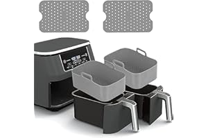 GEANANAO 2 Stück Silikonform für Ninja Foodi Max Dual Zone Heißluftfritteuse AF400EU AF300EU，Wiederverwendbar 2 Stück Silikon Backmatte Airfryer Zubehör anstelle Airfryer Backpapier (002)