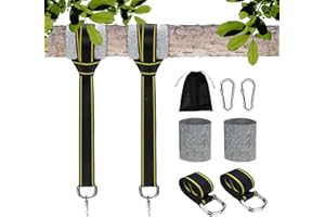 JAADU Fixation de balançoire, 2 Pièce fixation de hamac, 2 Mousquetons et Rembourrage de Protection pour Arbres, Sangle de Hamac pour Balancoire Jardin Hamac ou Siège Suspendu