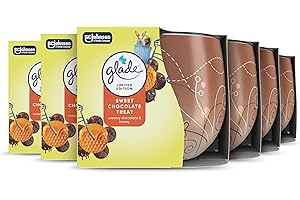 Glade Jar Candle, Scented Candle Infused with Essential Oils, Made Without Palm Oil, Up to 25 Hour Burn Time, Sweet Chocolate Treat, Pack of 6 (6x108g), Packaging May Vary