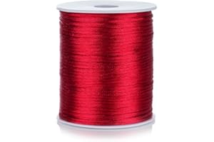 FQTANJU 2mm Nylon Satin Cord, 100 Yards Nylon Cord Satin String for Bracelet Jewelry Making Silky Rattail Macrame Trim Cord Necklace Bulk Beading Thread Kumihimo Chinese Knot Craft (Wine Red)