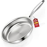 gaobaidu Triply Natural Tri-Layer Frying Pan, Without Coating, Induction and Oven up to max. 752 &deg;F, Stainless Steel Frying P
