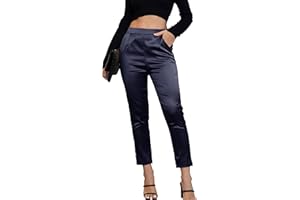 FAKANHUI Abito da donna in raso setoso casual elastico a vita alta pantaloni eleganti elasticizzati
