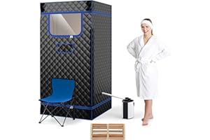 HOMFME Portable Sauna Tent, Full Body Steam Sauna with 3L Steamer Generator, Remote Control, Folding Chair, Personal Home Sauna Box Pod for Therapy Slimming Detox (Black)