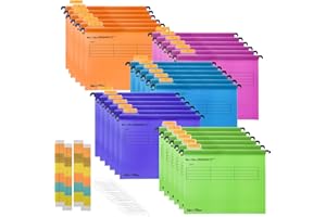 MerryNine Lot de 30 dossiers suspendus en polypropylène avec onglets et inserts de carte pour l'école, la maison, le travail et le bureau Couleurs mélangées Format A4