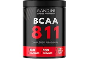 BANDINI® BCAA 8.1.1 500 comprimés - BCAA 811 Acides aminés à chaîne ramifiée, Leucine, Isoleucine, Valine avec vitamines B1 et B6 - Supplément pré et post-entraînement - 100% Vegan