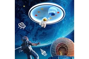 OOWOKS Plafoniera cameretta dimmerabile con telecomando Lampada da soffitto LED bambini 72W Design creativo astronauta astronauta per la lampada a sospensione della camera da letto della ragazza del ragazzo