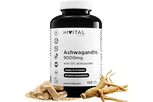 Ashwagandha 9000 mg. 180 veganska kapslar för 6 månaders behandling.