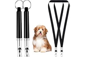 KNOOR Pack of 2 Ultrasonic Dog Whistle Stop Barking, Dog Whistle to Stop Dog Attack & Barking, Dog Whistle for Recall with Lanyard & Adjustable Frequency, Dog Whistle that makes Dogs Bark & Silent