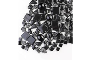BTMIEY Carreaux de mosaïque en cristal irrégulier, 500 g - Petites particules - Pour loisirs créatifs et enfants - Matériaux décoratifs faits à la main (noir)