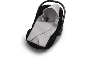 EliMeli Coperta per ovetto, 100% cotone, per seggiolino auto, in tessuto a nido d'ape per l'estate e la primavera, universale, ad esempio Maxi Cosi, ideale come coperta per passeggino (grigio)