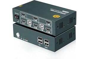 GREATHTEK KVM HDMI Switch Dual Monitor 2 Port,4K @ 60Hz,Commutateurs KVM,USB 2.0,HDMI 2.0, HDCP2.2,Commutateur KVM Double Moniteur,Brancher 2 PC sur 2 Ecran,Ultra HD,Avec Câble,Hotkey Switch