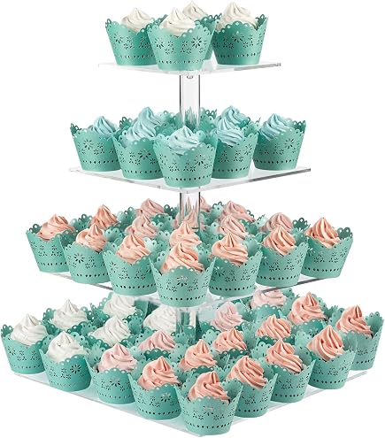 1 pezzo Porta cupcake quadrato in acrilico trasparente e