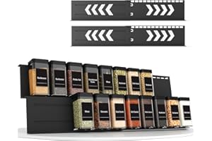 Homhut soportes para tarros de especias para cajón expandibles estante especias, organizador para cocina, encimera, Armario, Estante (2 piezas)