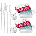 Blank Microscope Slides and Cover Slips, 100 Pcs Pre-cleaned Slides and Ground Edge 200 Pcs Microscopes Square Cover Glasses with 1ml 2ml Plastic Droppers