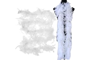 Zibeem Boa en Plumes Noires - 2 Mètres de Long pour Femmes, Accessoire de Déguisement Moelleux pour Fille, Carnaval, Noël, Fête de Mariage et Danse